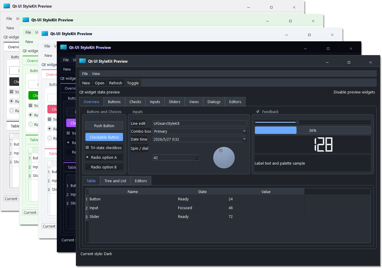 Qt-UI StyleKit preview